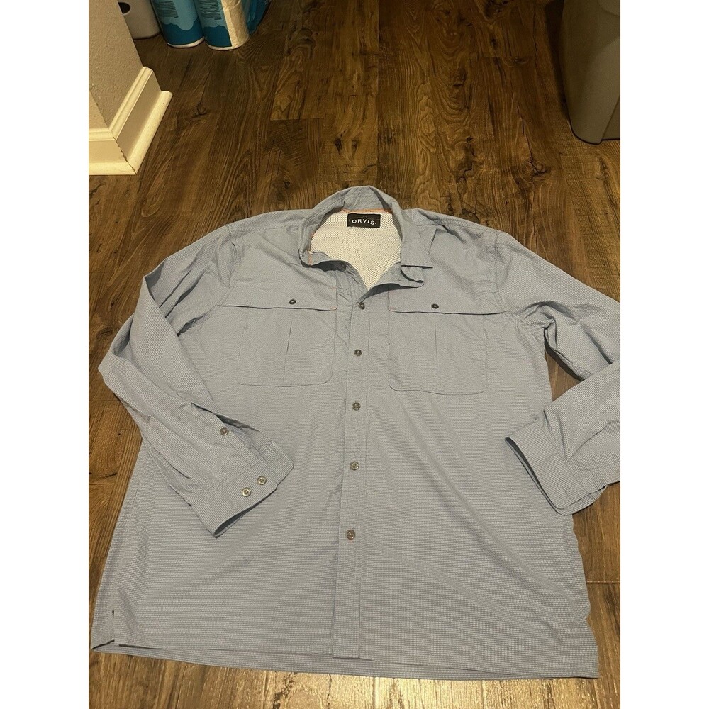 Orvis Men’s Fishing Shirt XL Blue Vented Performance Button Down Long Sleeve - Picture 6 of 12